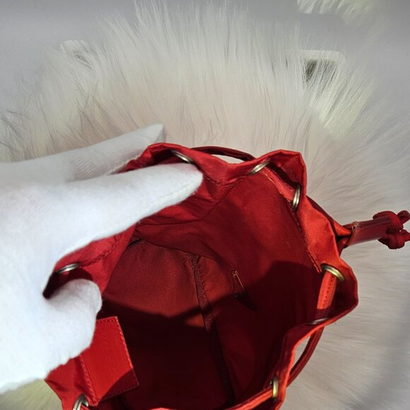 Prada Red Nylon Mini Drawstring Bucket - Picture 12 of 17